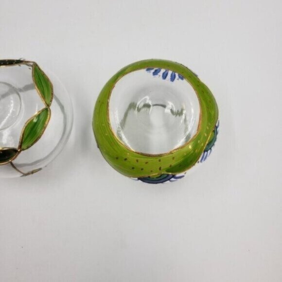 Nagel Glass Votive Candle Holders Hand Painted Colorful Heavy Glass Floral Two - Picture 10 of 15